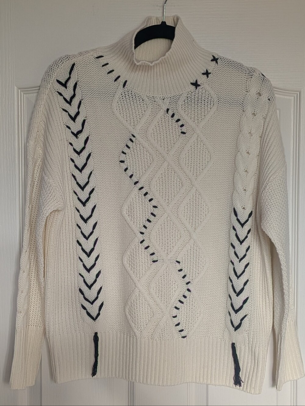 KIER + J Cream Cable Knit Sweater Wool And Cashmere Small